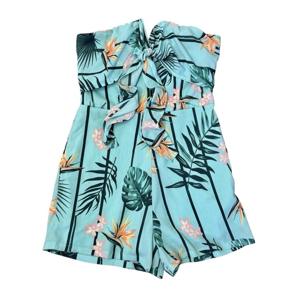 GUESS Tropical Strapless Mini Romper Jumpsuit Summer Resort Vacation Size Small - Picture 2 of 8